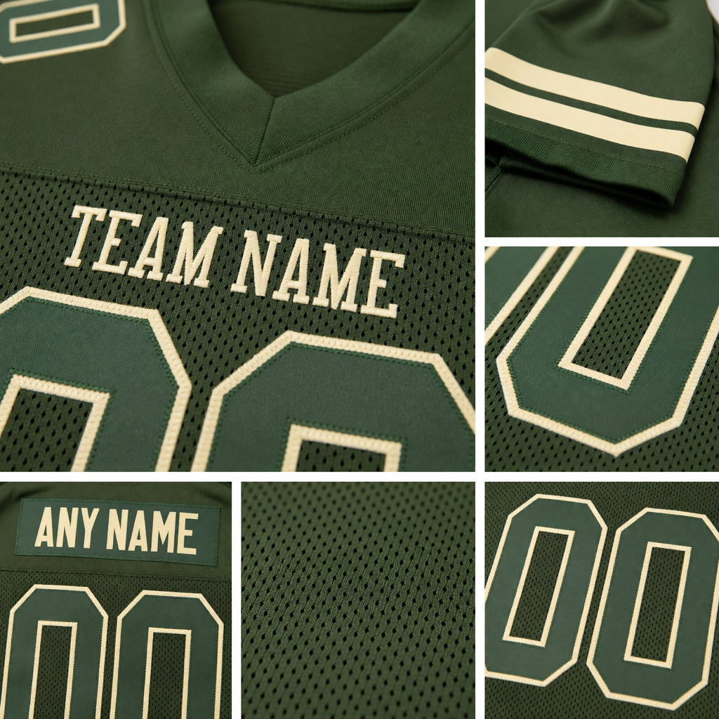 Custom Olive Olive-Cream Mesh Authentic Salute To Service Football Jersey detail