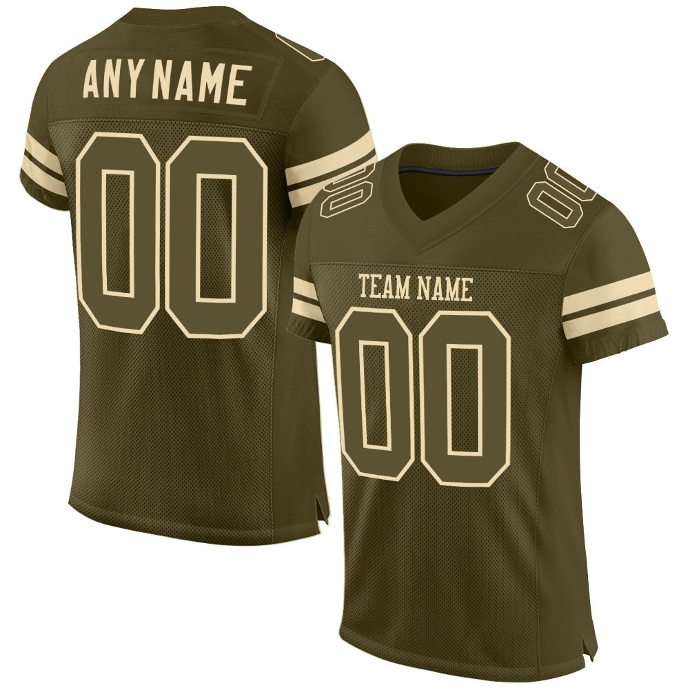Custom Olive Olive-Cream Mesh Authentic Salute To Service Football Jersey photo 1