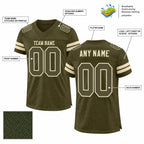 Custom Olive Salute To Service Mesh Authentic Football Jersey with Olive and Cream Lettering customization guide