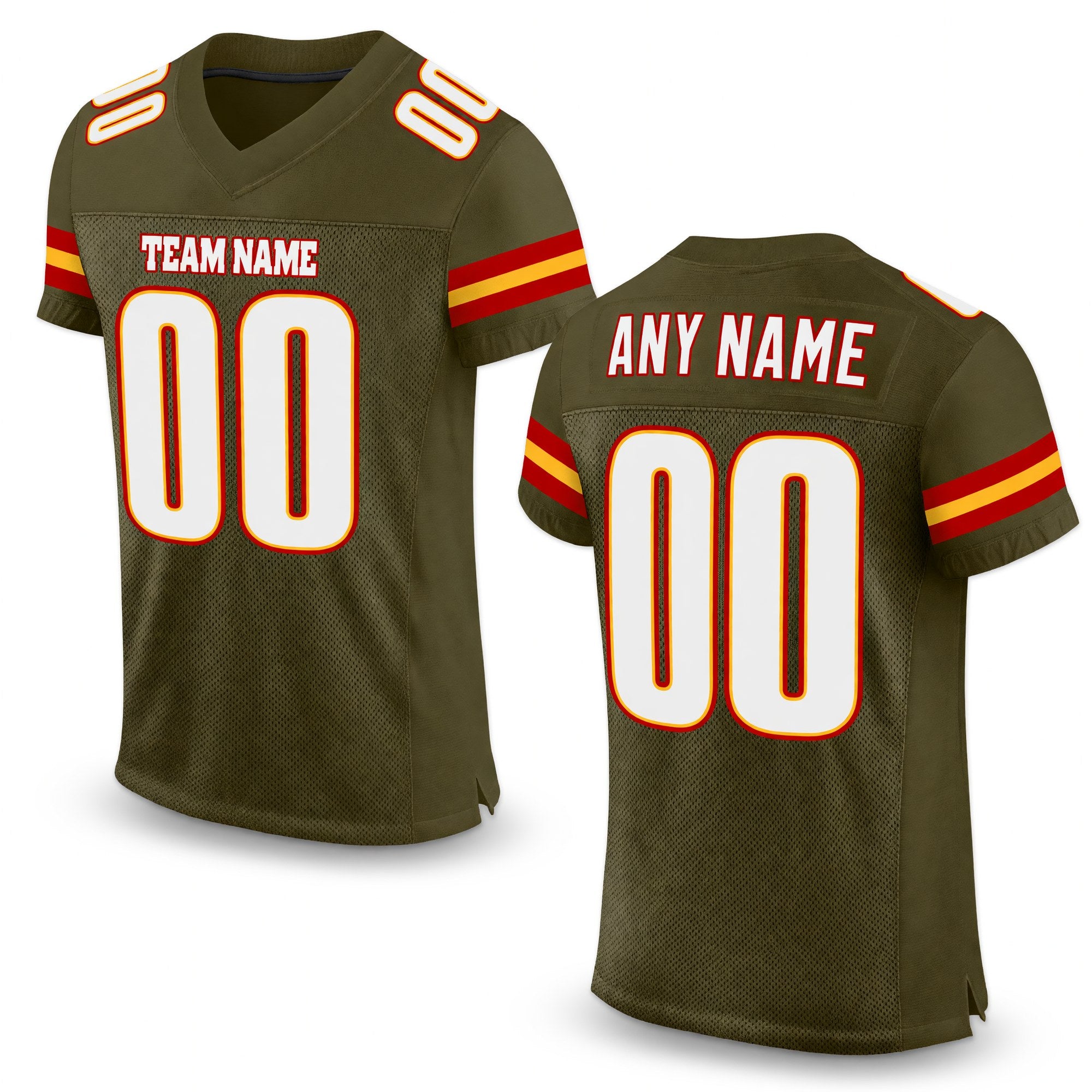 Custom Olive White-Gold Mesh Authentic Salute To Service Football Jersey