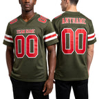 Custom Olive Red-White Mesh Authentic Salute To Service Football Jersey worn front and back