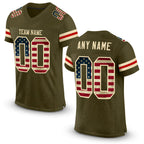 Custom Olive Vintage USA Flag-Cream Mesh Authentic Salute To Service Football Jersey