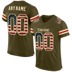 Custom Olive Vintage USA Flag-Cream Mesh Authentic Salute To Service Football Jersey photo 1