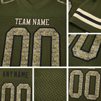 Custom Olive Camo-Black Mesh Authentic Salute To Service Football Jersey detail