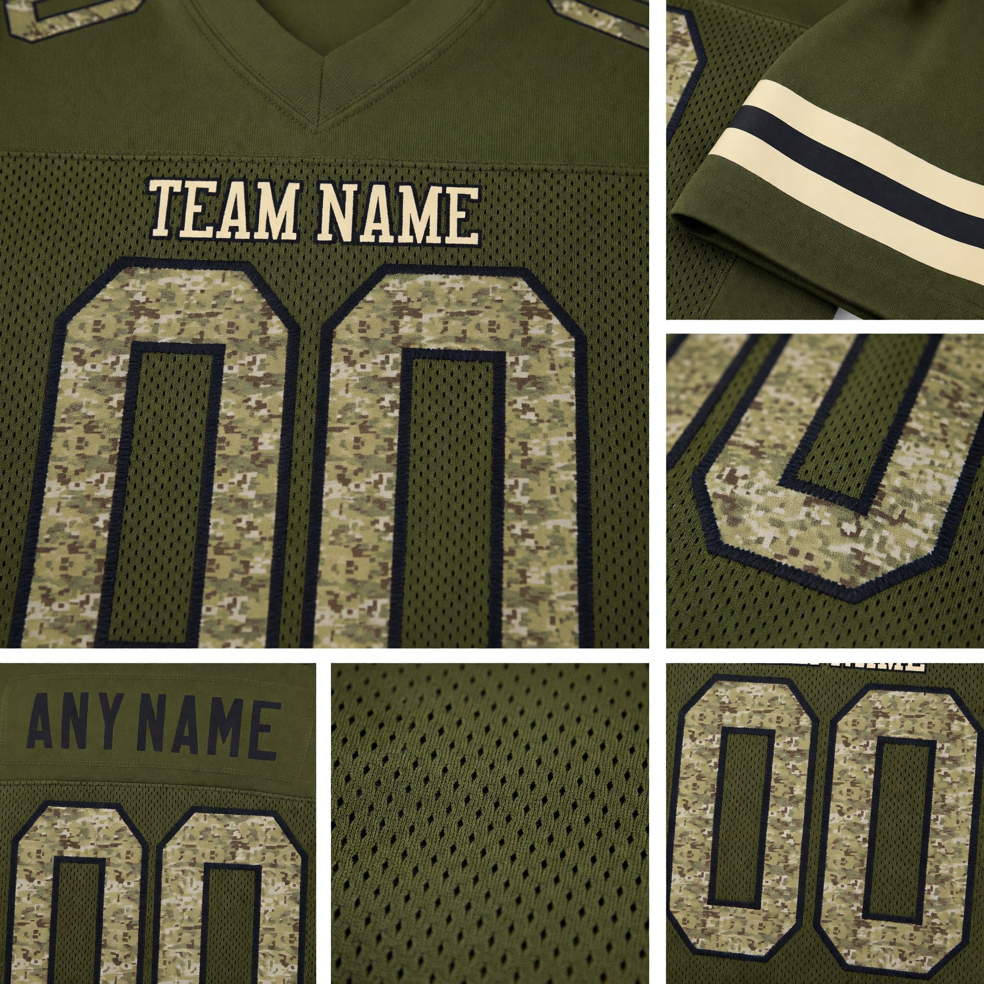 Custom Olive Camo-Black Mesh Authentic Salute To Service Football Jersey detail