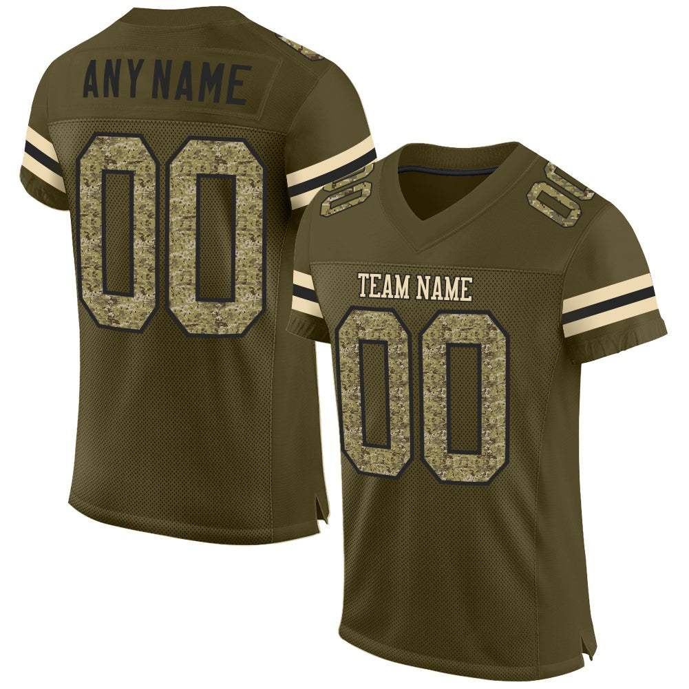 Custom Olive Camo-Black Mesh Authentic Salute To Service Football Jersey photo 1