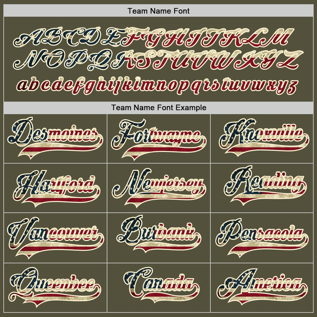 Custom Olive Vintage USA Flag-Cream Salute To Service Hockey Jersey photo 3