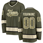 Custom Olive Camo-Cream Salute To Service Hockey Jersey