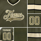 Custom Olive Camo-Cream Salute To Service Hockey Jersey detail