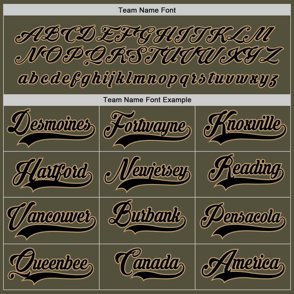 Custom Olive Black-Old Gold Salute To Service Hockey Jersey photo 3