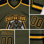 Custom Olive Black-Old Gold Salute To Service Hockey Jersey detail