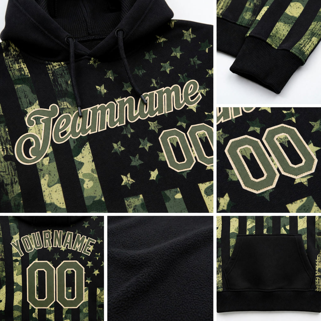 Custom Stitched Camo Olive-Cream 3D American Flag Fashion Sports Pullover Sweatshirt Salute To Service Hoodie detail