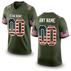 Custom Olive Vintage USA Flag-White Mesh Authentic Salute To Service Football Jersey