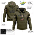 Custom Stitched Olive Vintage USA Flag Black-Cream Football Pullover Sweatshirt Salute To Service Hoodie photo 2