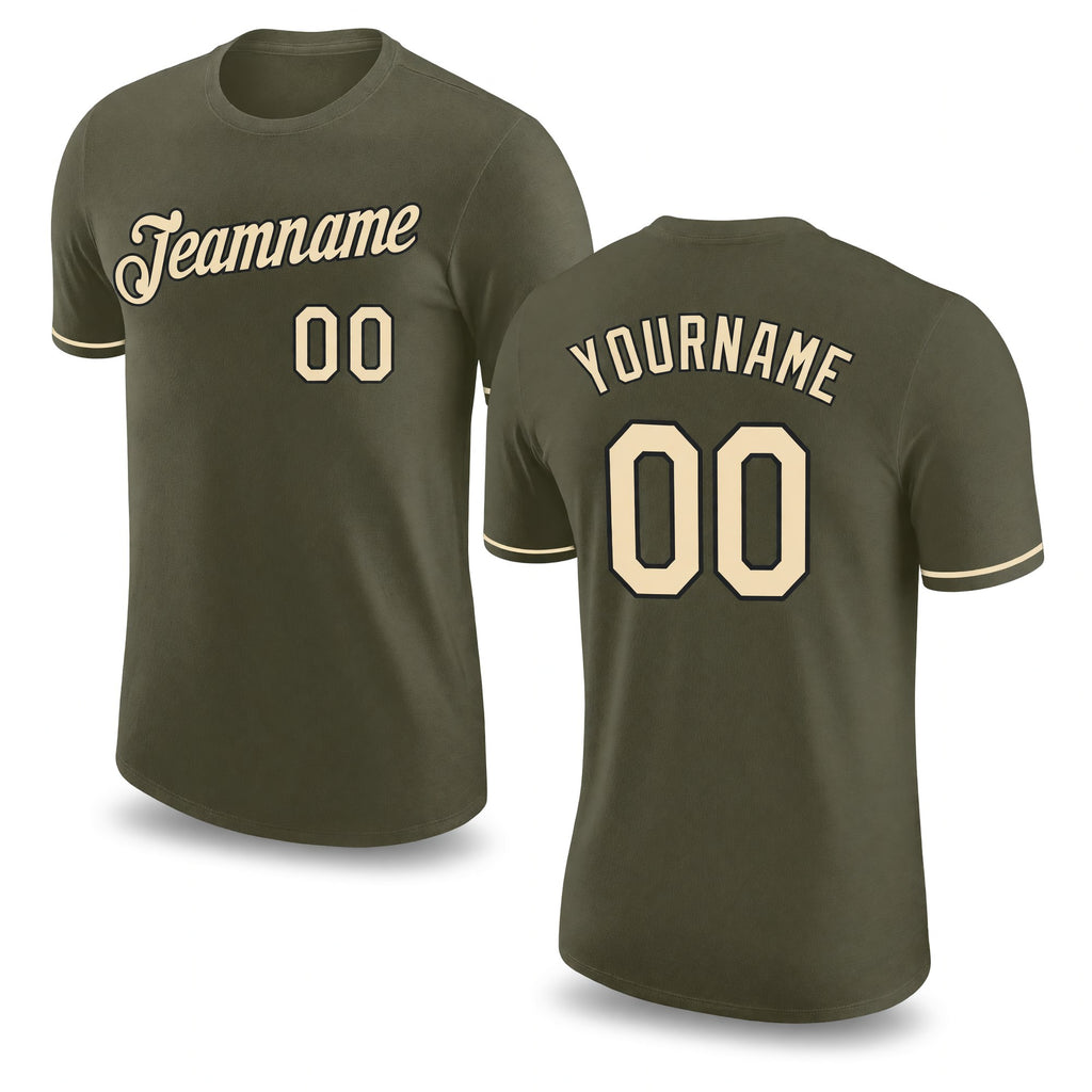Custom Olive Cream-Black Performance Salute To Service T-Shirt