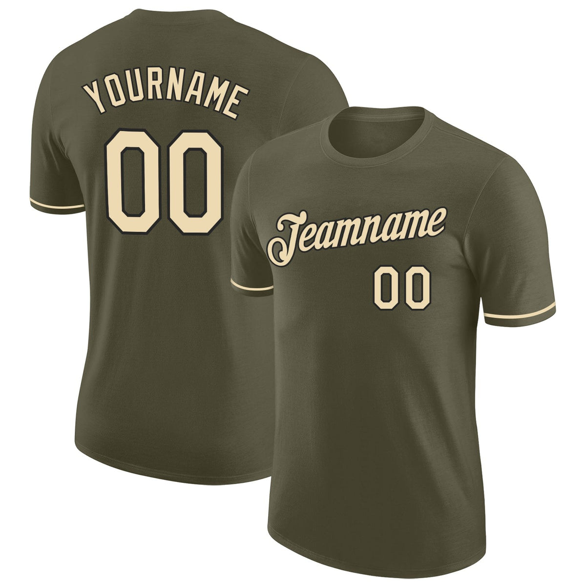 Custom Olive Cream-Black Performance Salute To Service T-Shirt photo 1