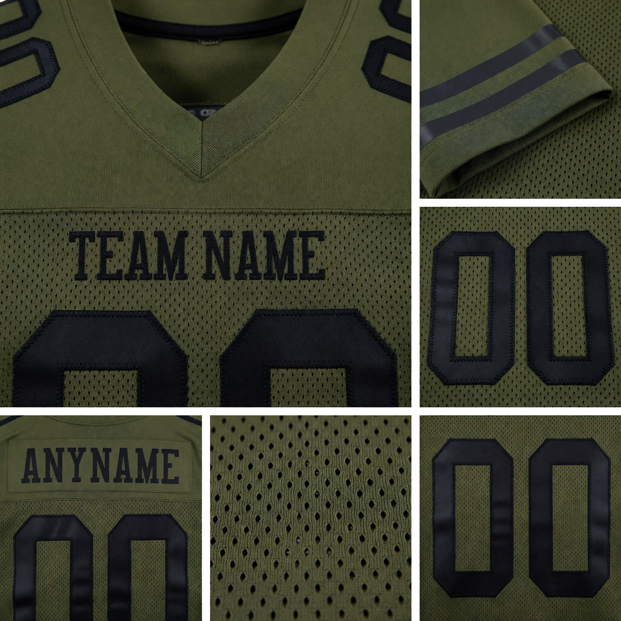 Custom Olive Black Mesh Authentic Salute To Service Football Jersey detail