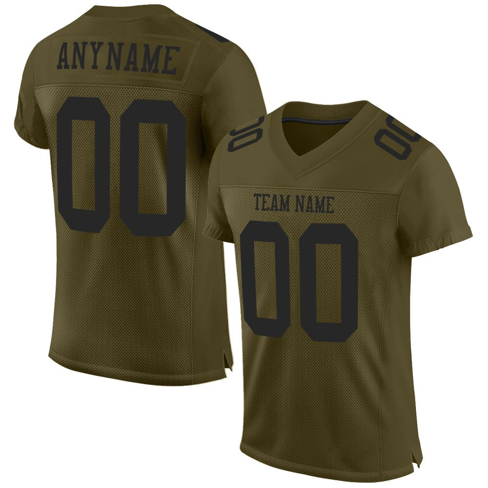 Custom Olive Black Mesh Authentic Salute To Service Football Jersey photo 1