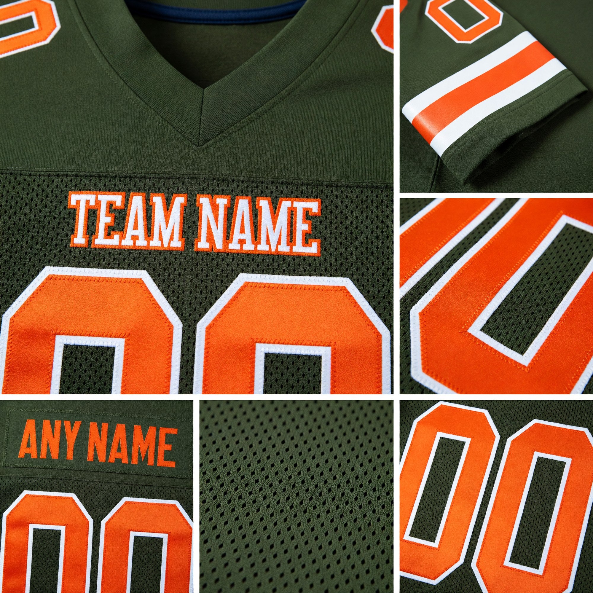 Custom Olive Orange-White Mesh Authentic Salute To Service Football Jersey detail