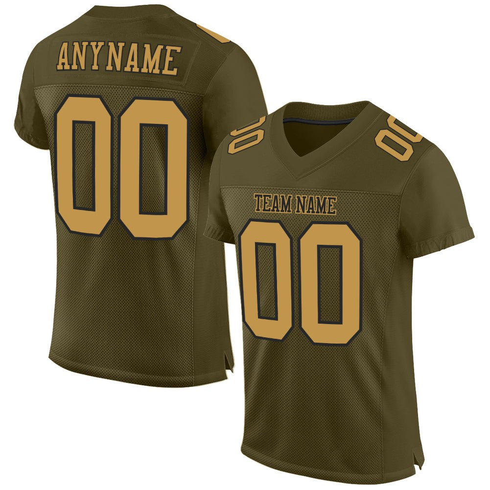 Custom Olive Old Gold-Black Mesh Authentic Salute To Service Football Jersey photo 1