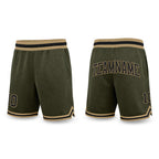 Custom Olive Black-Old Gold Authentic Throwback Salute To Service Basketball Shorts