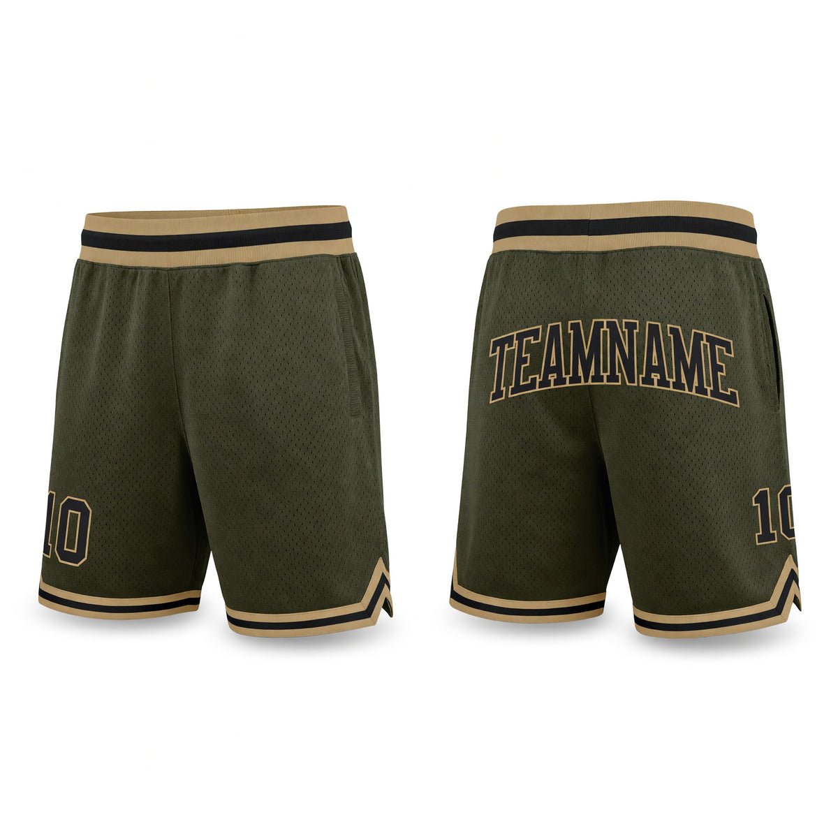 Custom Olive Black-Old Gold Authentic Throwback Salute To Service Basketball Shorts