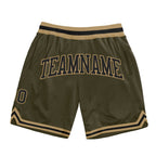 Custom Olive Black-Old Gold Authentic Throwback Salute To Service Basketball Shorts photo 1