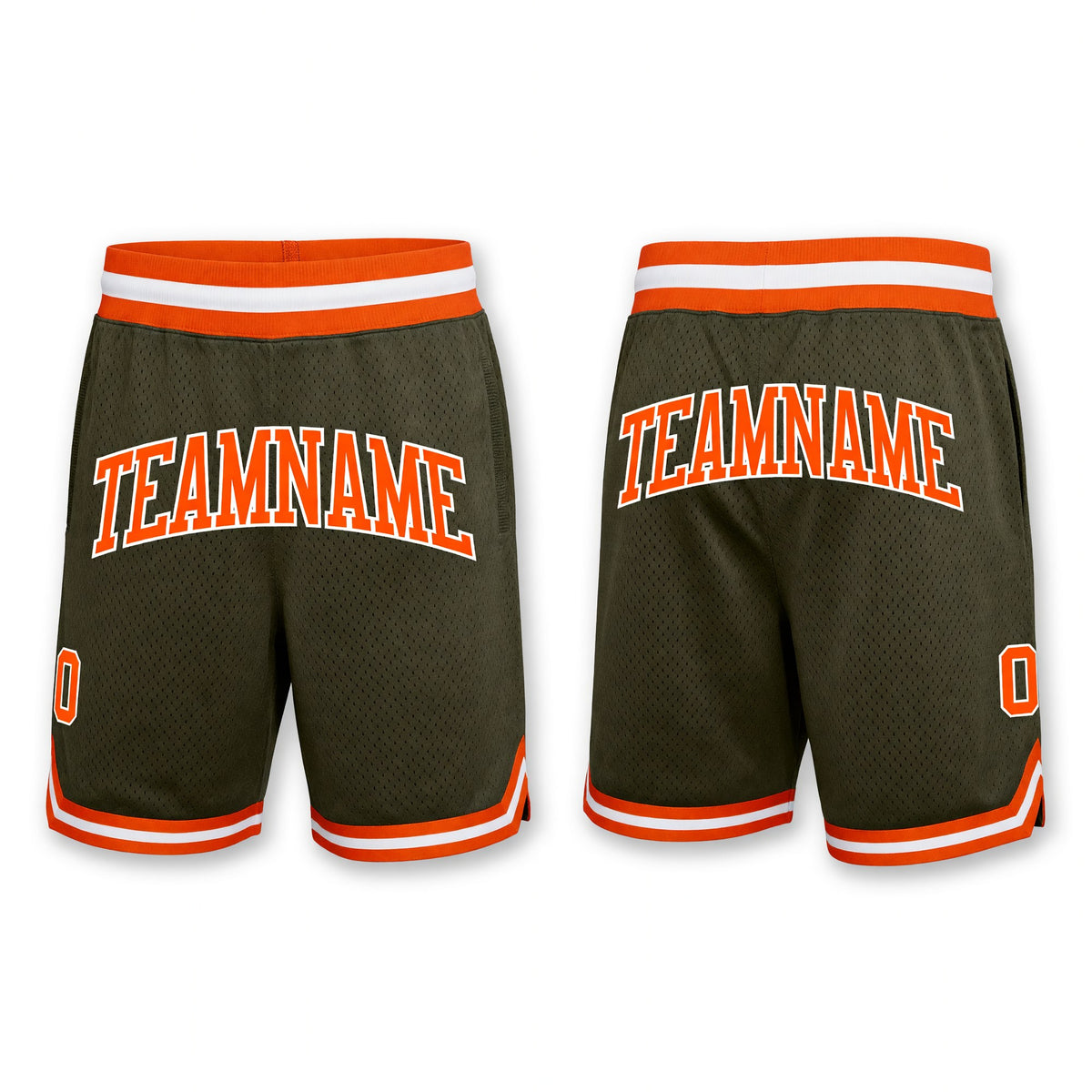 Custom Olive Orange-White Authentic Throwback Salute To Service Basketball Shorts