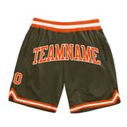Custom Olive Orange-White Authentic Throwback Salute To Service Basketball Shorts photo 1
