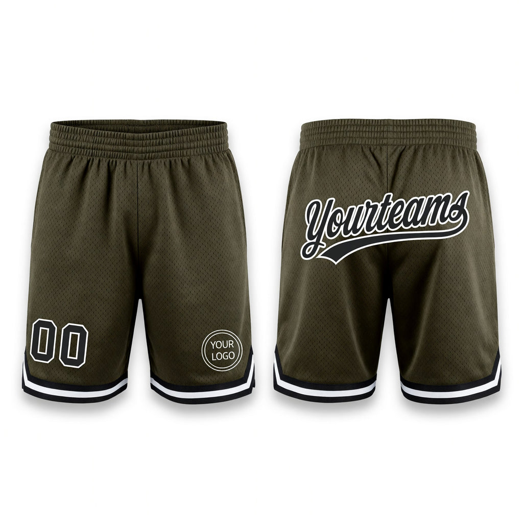 Custom Olive Black-White Authentic Throwback Salute To Service Basketball Shorts