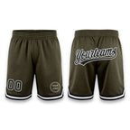 Custom Olive Black-White Authentic Throwback Salute To Service Basketball Shorts