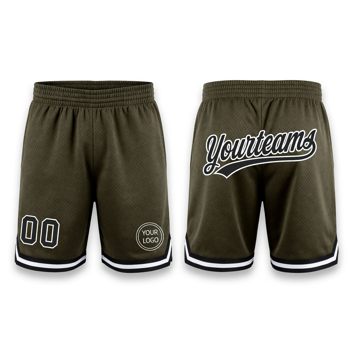 Custom Olive Black-White Authentic Throwback Salute To Service Basketball Shorts
