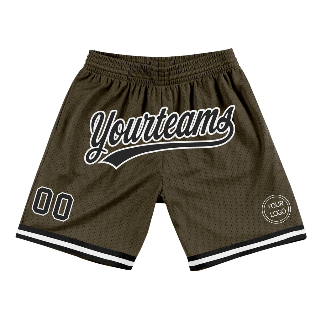 Custom Olive Black-White Authentic Throwback Salute To Service Basketball Shorts photo 1