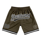 Custom Olive Black-White Authentic Throwback Salute To Service Basketball Shorts photo 1