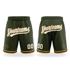 Custom Olive White Old Gold-Black Authentic Throwback Salute To Service Basketball Shorts