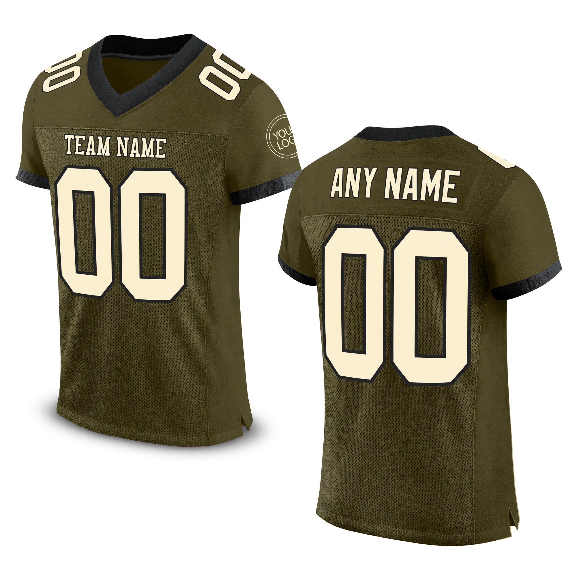 Custom Olive Cream-Black Mesh Authentic Salute To Service Football Jersey