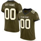 Custom Olive Cream-Black Mesh Authentic Salute To Service Football Jersey photo 1