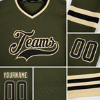 Custom Olive Black-Cream Salute To Service Hockey Jersey detail