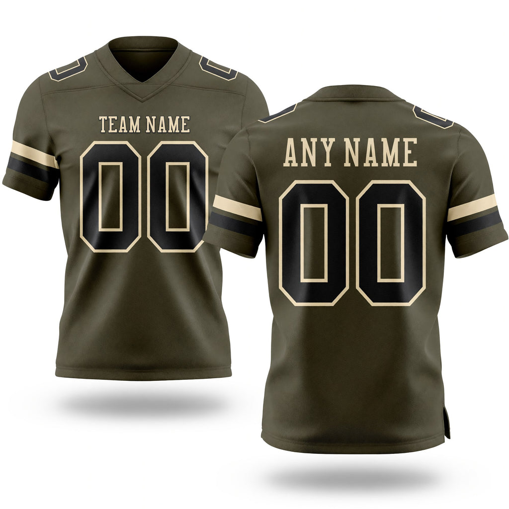Custom Olive Black-Cream Authentic Salute To Service Football Jersey