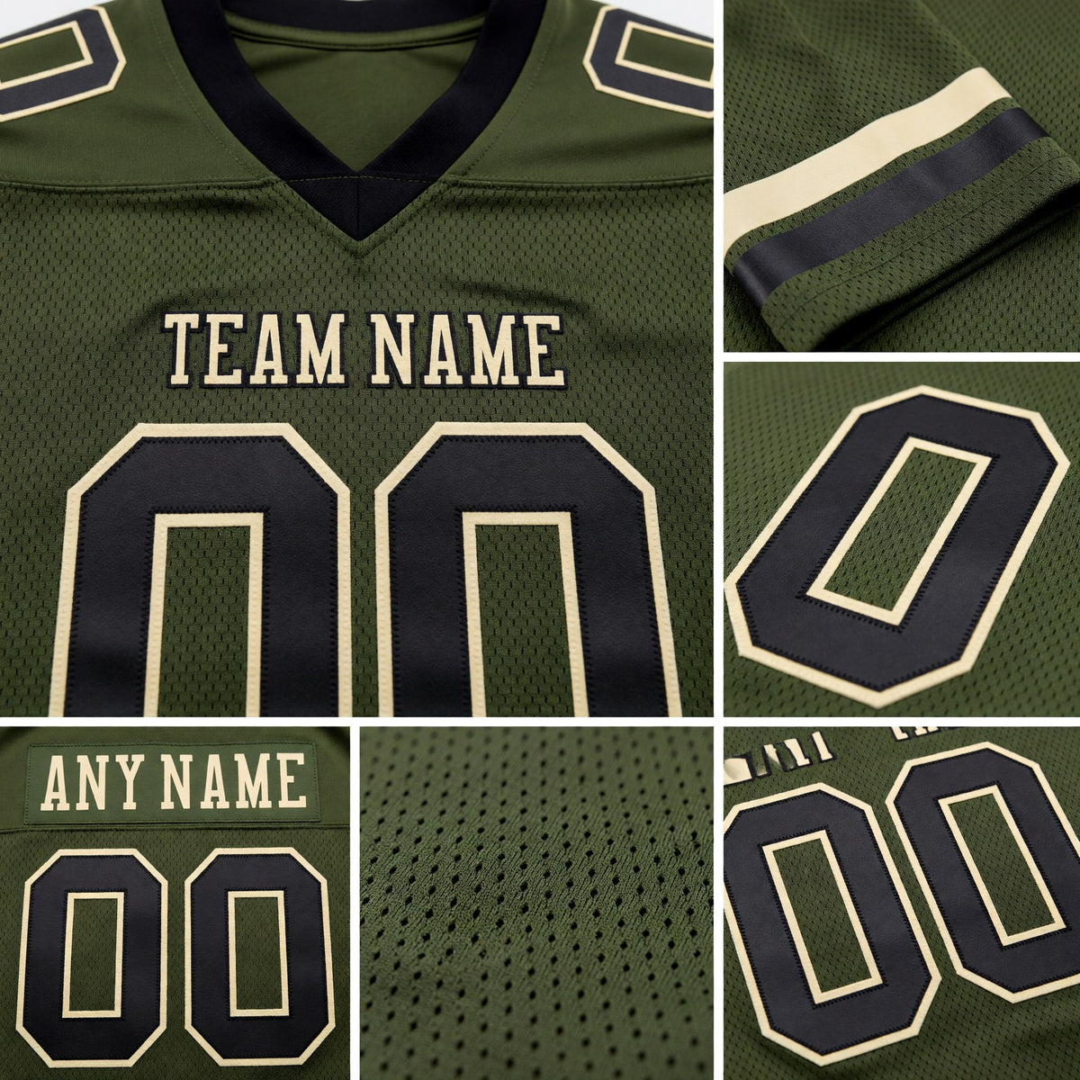 Custom Olive Black-Cream Authentic Salute To Service Football Jersey detail