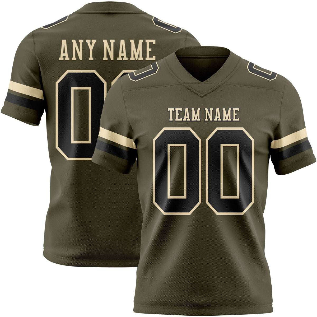 Custom Olive Black-Cream Authentic Salute To Service Football Jersey photo 1