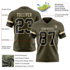 Custom Olive Black-Cream Authentic Salute To Service Football Jersey photo 3