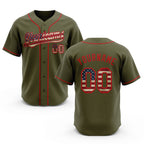 Custom Stitched Olive Vintage USA Flag-Red Baseball Pullover Sweatshirt Hoodie
