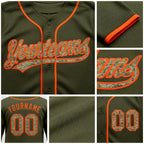 Custom Stitched Olive Camo-Orange Baseball Pullover Sweatshirt Hoodie detail