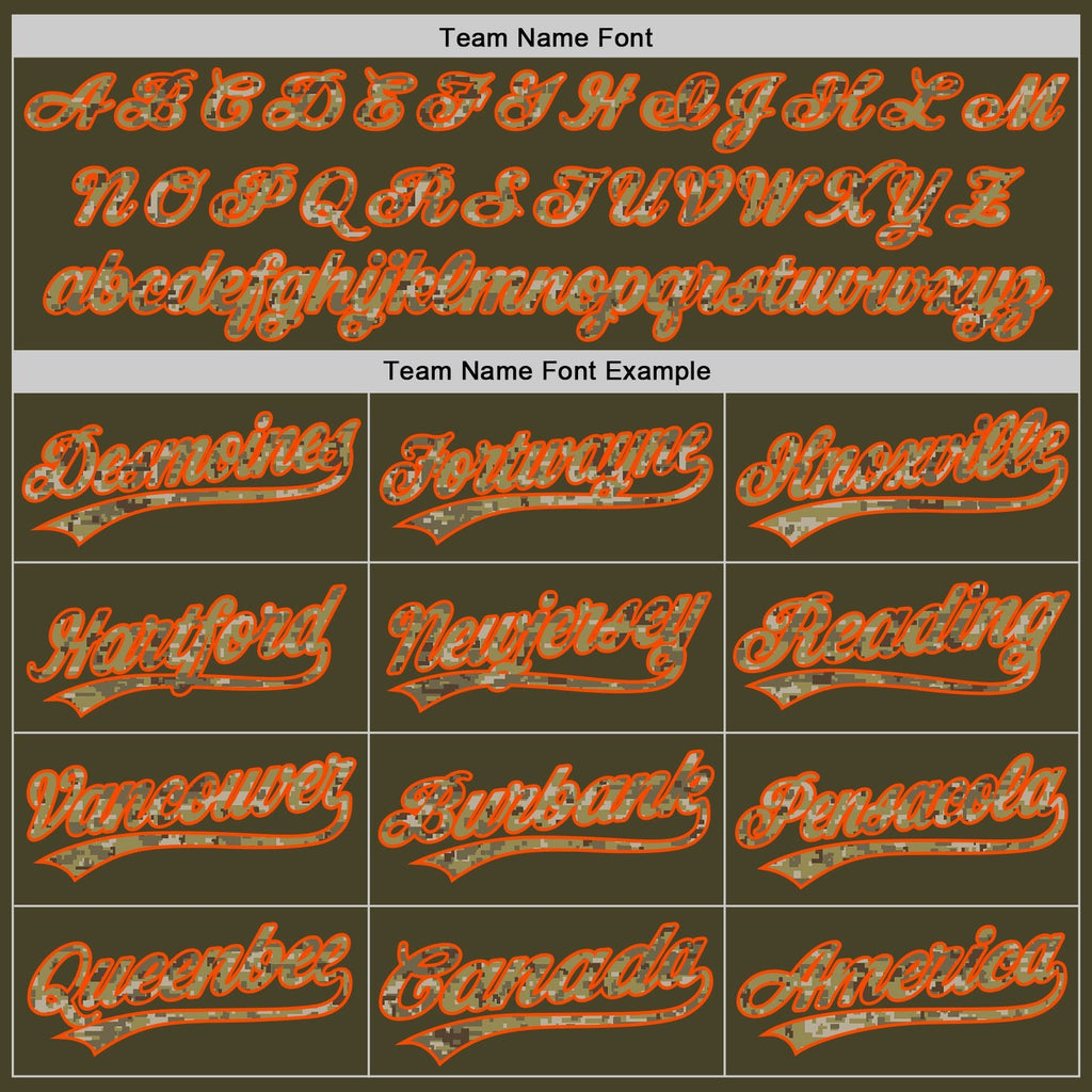 Custom Stitched Olive Camo-Orange Baseball Pullover Sweatshirt Hoodie photo 3