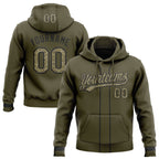 Custom Stitched Olive Camo-Black Baseball Pullover Sweatshirt Hoodie photo 1