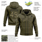 Custom Stitched Olive Camo-Black Baseball Pullover Sweatshirt Hoodie photo 2
