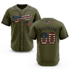 Custom Stitched Olive Vintage USA Flag-Black Baseball Pullover Sweatshirt Hoodie