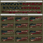 Custom Stitched Olive Vintage USA Flag-Black Baseball Pullover Sweatshirt Hoodie photo 3