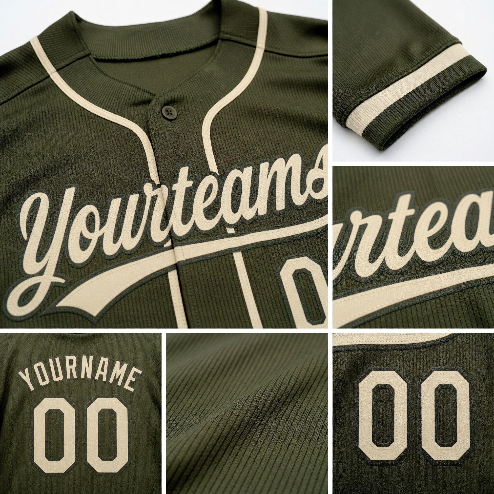 Custom Stitched Olive Cream-Olive Baseball Pullover Sweatshirt Hoodie detail